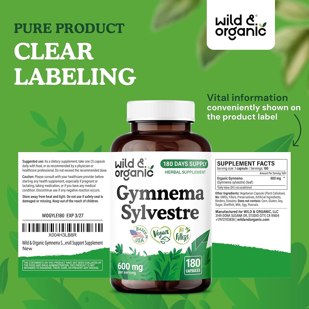 Wild & Organic Gymnema Sylvestre Capsules 600 mg - Overall Support