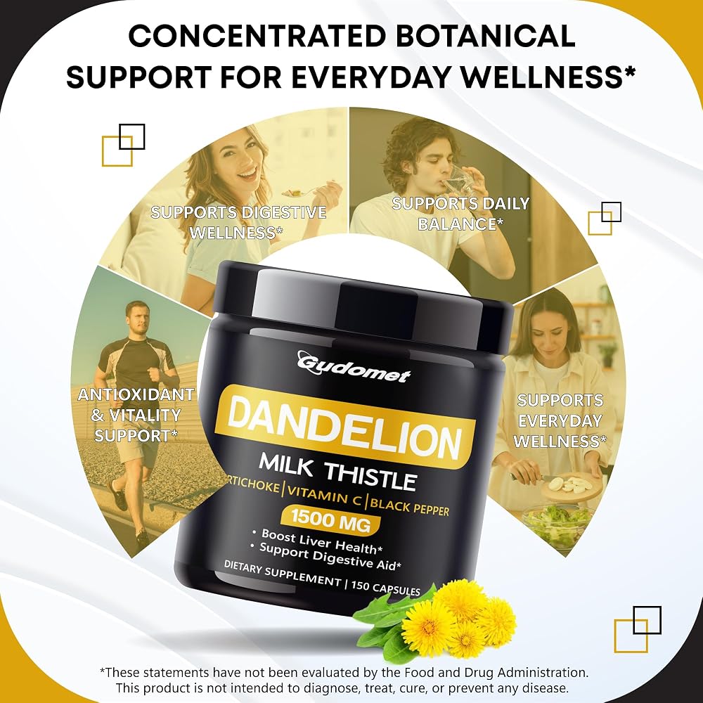 Gudomet Dandelion Complex 1,500 mg with Milk Thistle & Artichoke - 150 Capsules - image 3