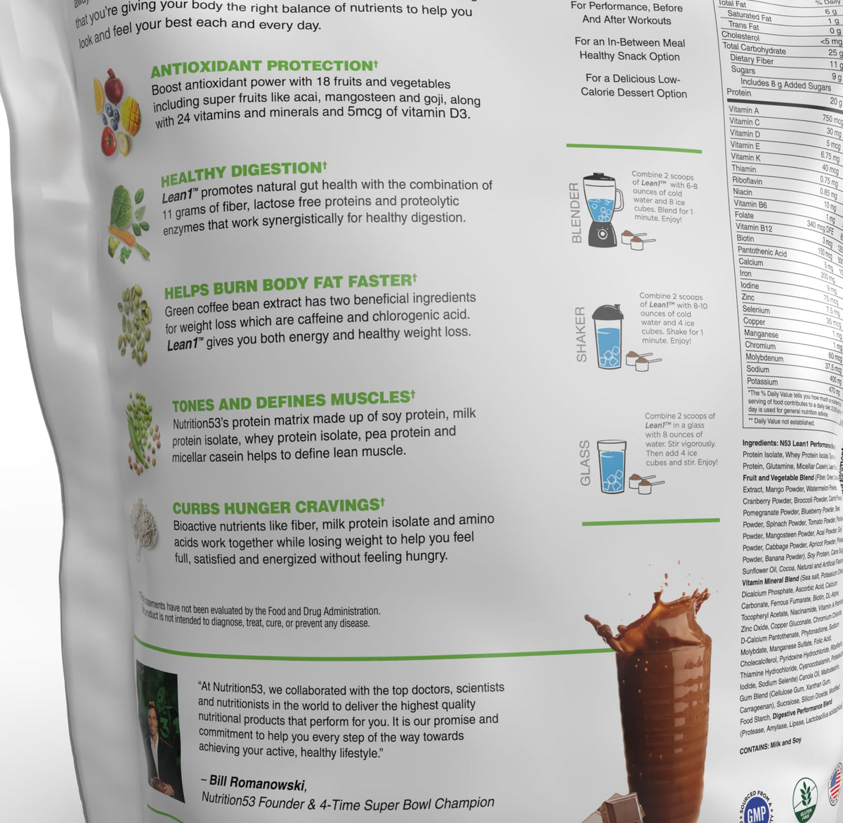 LEAN1 Chocolate Meal Replacement Protein Shake - 37 Servings - image 7