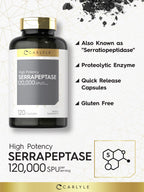 Carlyle Serrapeptase 120000 SPU Enzyme - 120 Capsules - image 3
