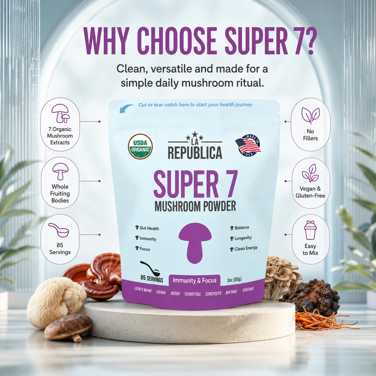 LRLA Superfoods Super 7 Mushroom Powder Blend - 3 oz - image 4