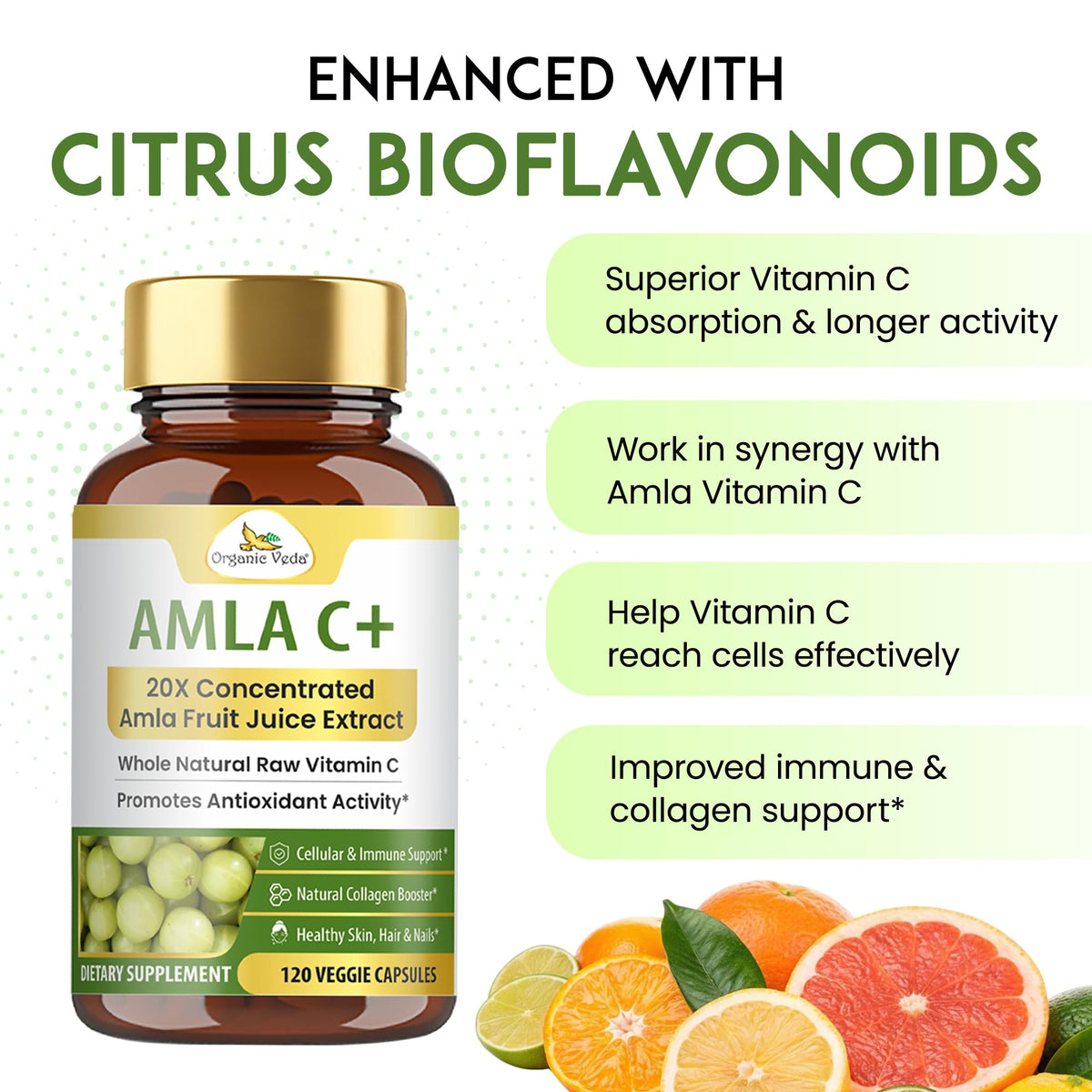 Organic Veda Amla+ Vitamin C Supplement - 120 Vegan Capsules - image 4