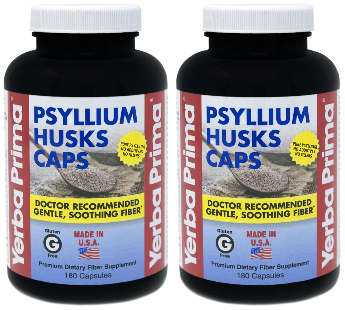 Yerba Prima Psyllium Husk Caps Fiber Supplement - 360 Capsules