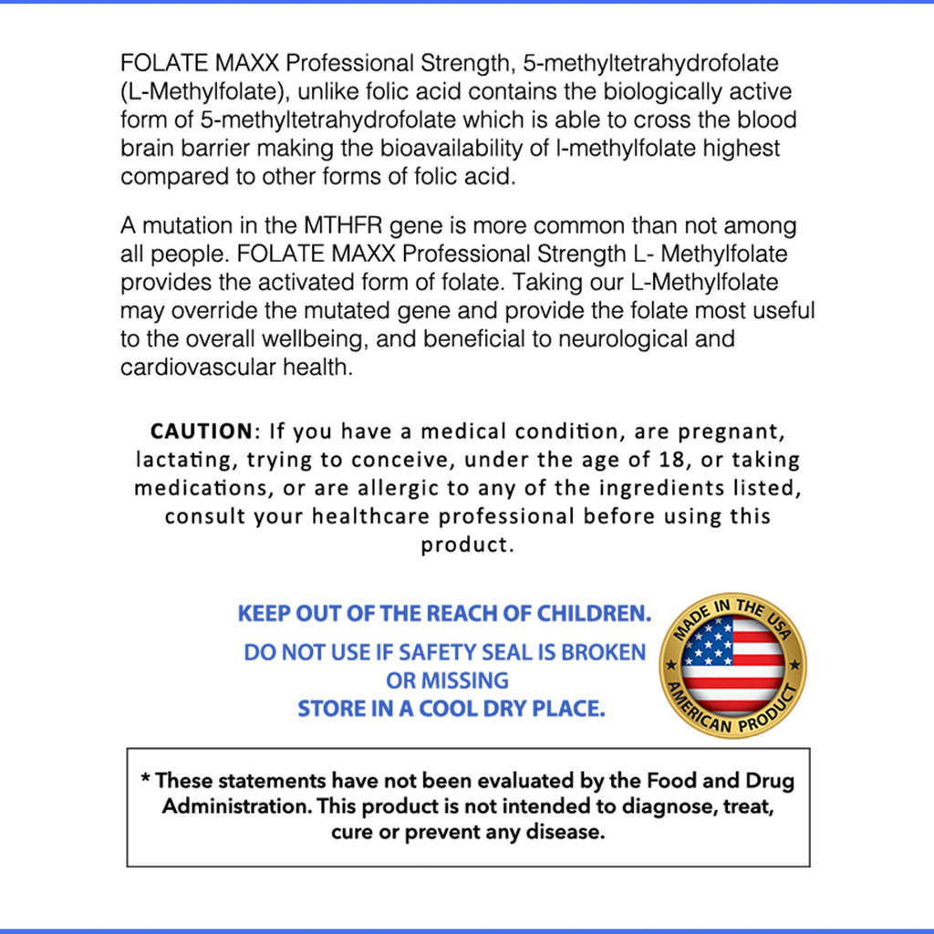 FOLATE MAXX FolateMaxx L-Methylfolate 10 mg 90 Capsules Active Folate