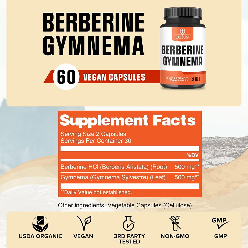 WELBUDA Berberine Supplement with Gymnema Sylvestre - 60 Capsules - image 2