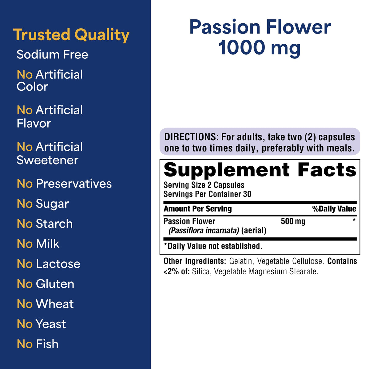 Puritan's Pride Passion Flower Extract 250mg - 60 Capsules - image 5