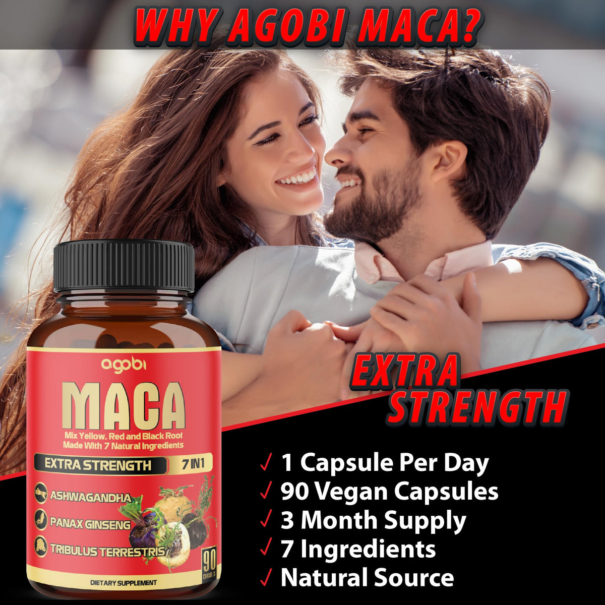 Agobi Maca Root Capsules Energy & Performance - 90 Capsules - image 5