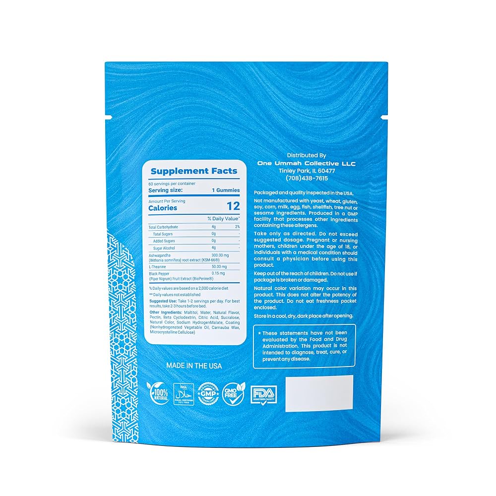 One Ummah Halal Certified Ashwagandha Gummies with Vitamin D & Zinc - 60 Count - image 2