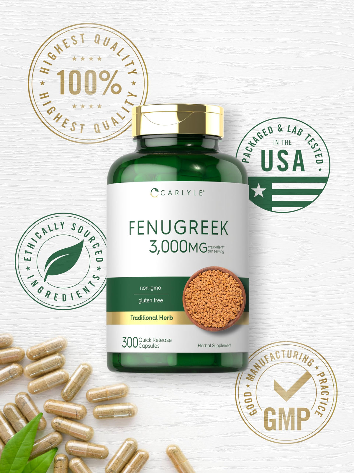 Carlyle Fenugreek Capsules - 300 Count - image 6