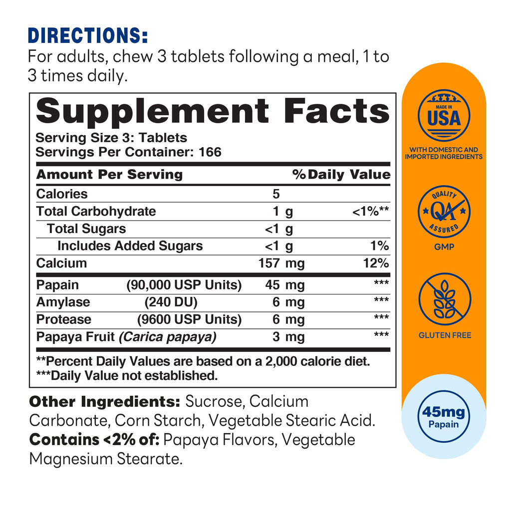 Vitamin World Papaya Enzymes Chewable - 500 Tablets - image 2