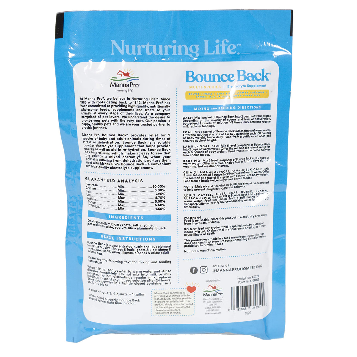 Manna Pro Bounce Back Multi-Species Electrolyte Powder - 4 oz - image 2