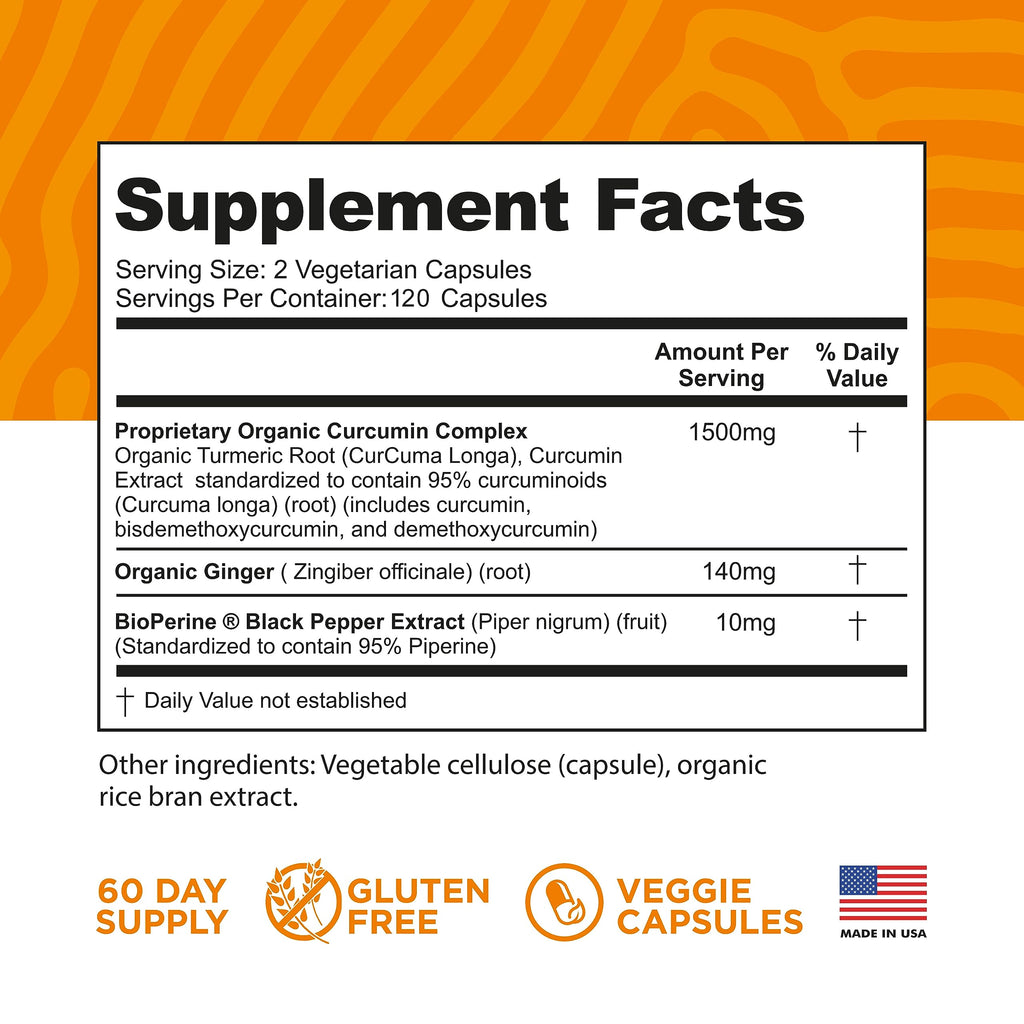 FineVine Organics Turmeric Curcumin with Black Pepper & Ginger - 120 Capsules - image 2