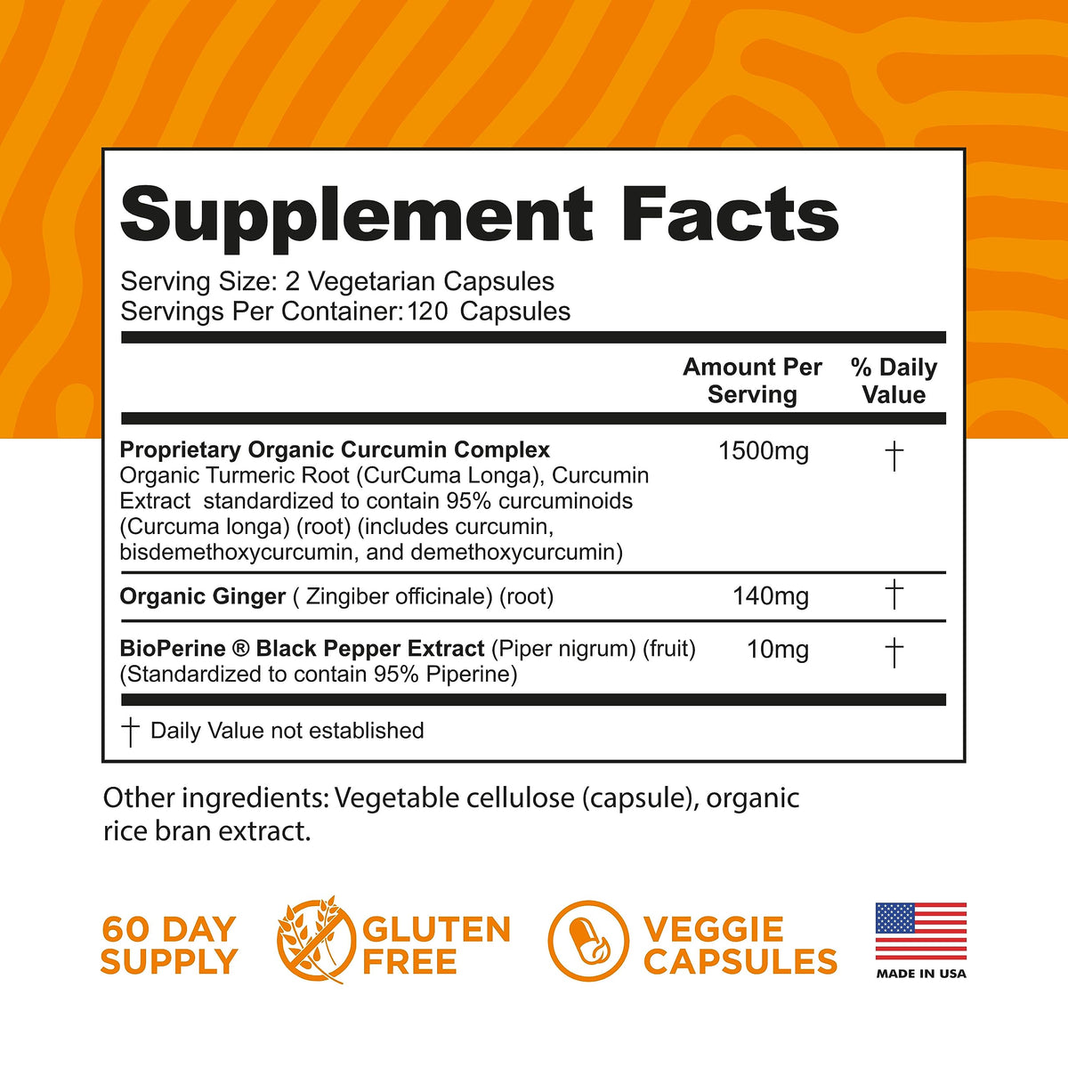 FineVine Organics Turmeric Curcumin with Black Pepper & Ginger - 120 Capsules - image 2