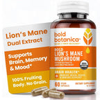 Bold Botanica Organic Lion's Mane Mushroom Extract Brain Health - 60 Capsules