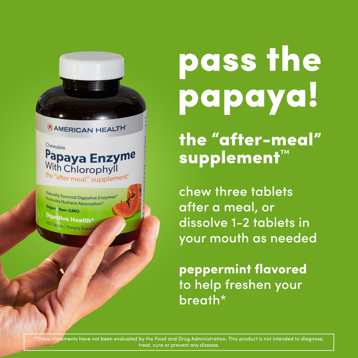 American Health Papaya Enzyme with Chlorophyll Chewable Tablets