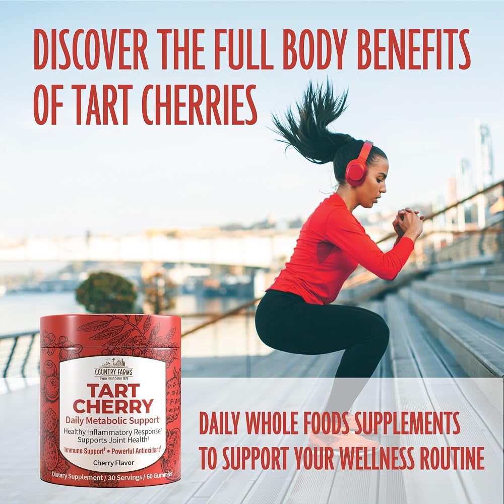 Country Farms Tart Cherry Gummies for Metabolic Support - 60 Gummies - image 5