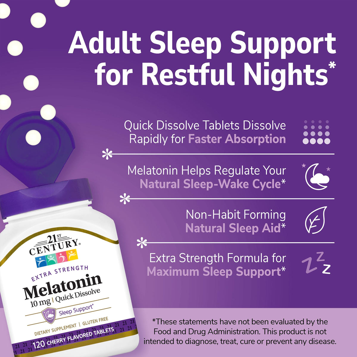 21st Century Melatonin 10 mg Quick Dissolve Tablets - 120 ct - image 4