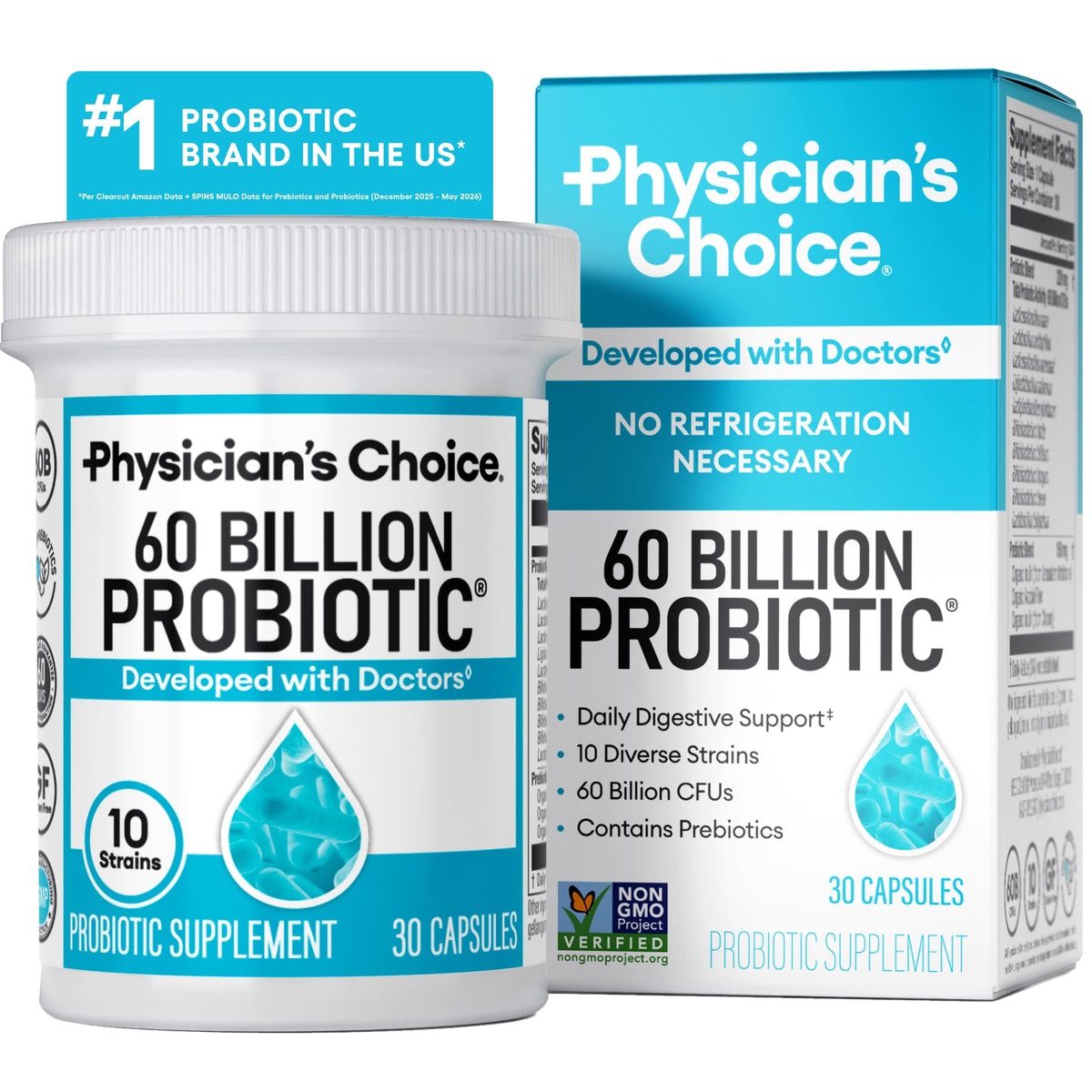 Physician's CHOICE Probiotics 60 Billion CFU 10 Strains - 30 Capsules