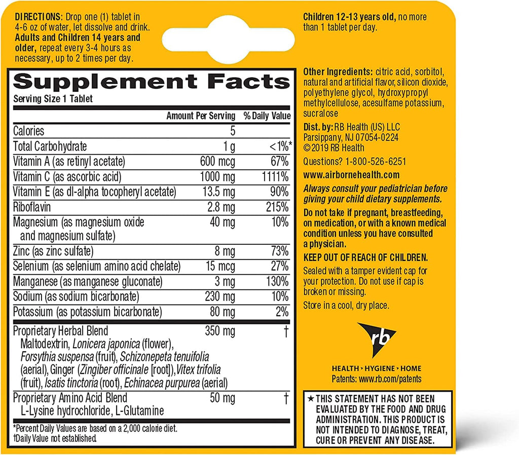 Airborne Vitamin C 1000mg with Zinc Effervescent Tablets - 30 Count - image 3