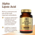Solgar Alpha Lipoic Acid 200 mg Antioxidant Support - 50 Capsules - image 4