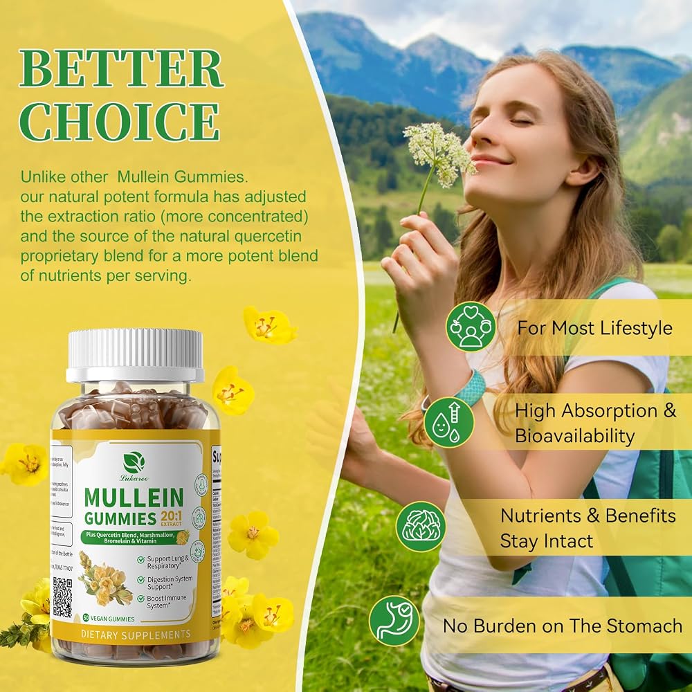 Lukaree Mullein Gummies for Lung Cleanse & Lymphatic Drainage - 120 Count - image 4
