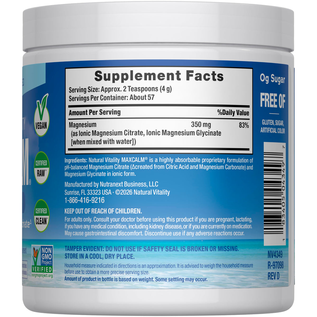 Natural Vitality MaxCalm Magnesium Powder - 8 oz - image 2
