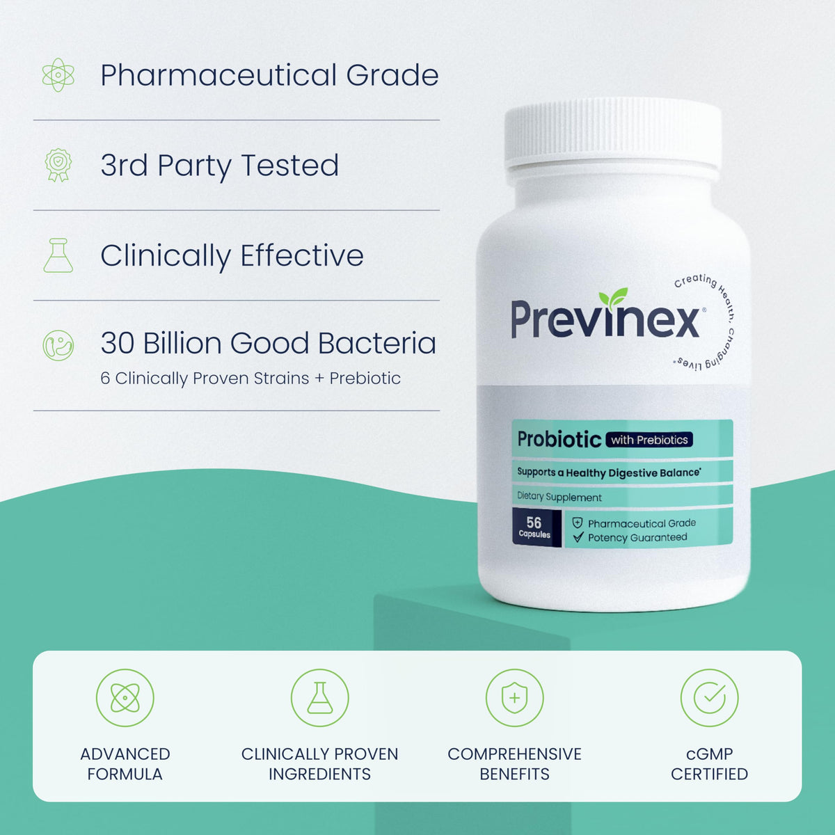 Previnex Probiotic Advanced Strength 30B CFU - 56 Capsules - image 2