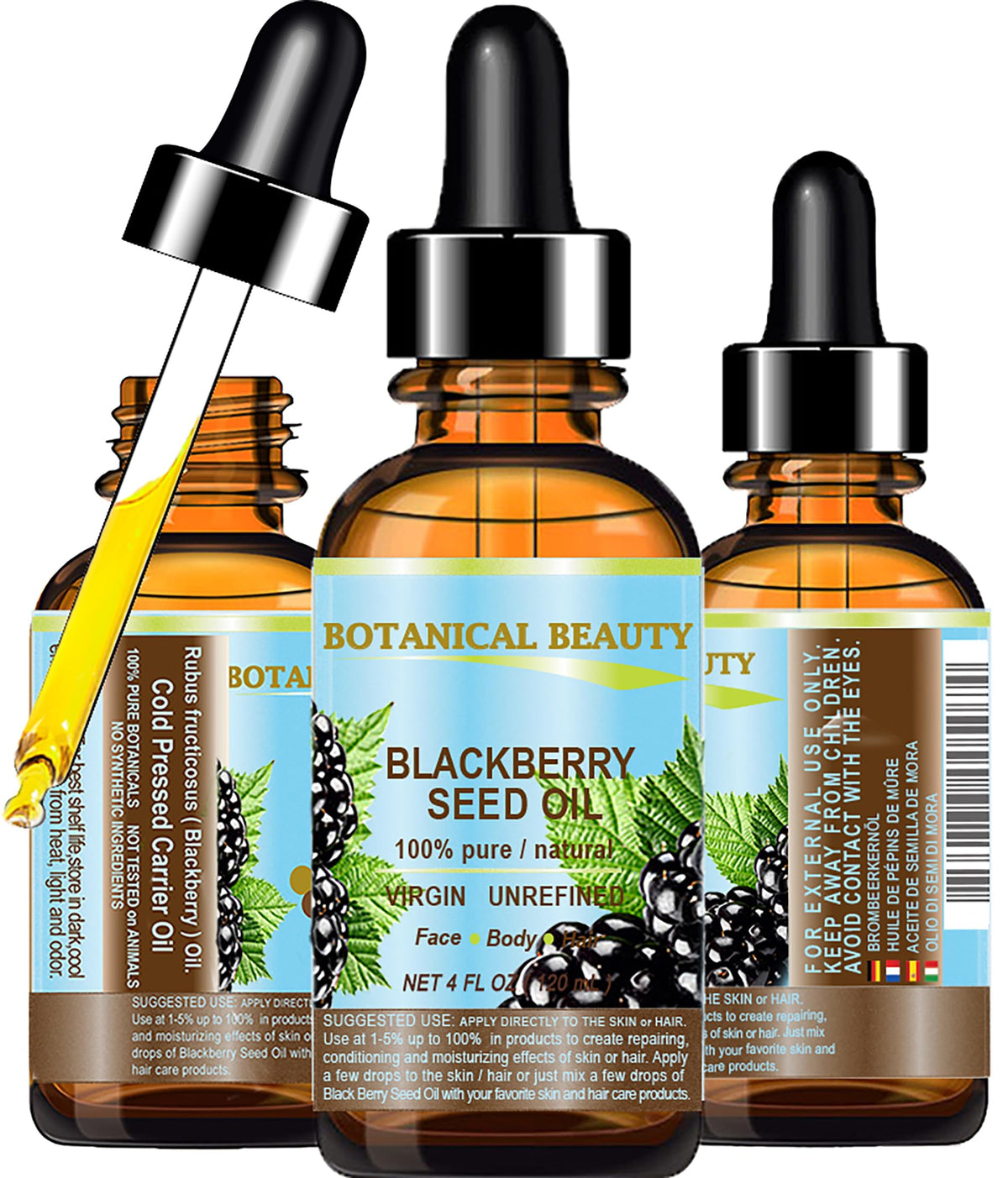 Botanical Beauty Blackberry Seed Oil 100% Pure Virgin - 4 fl oz