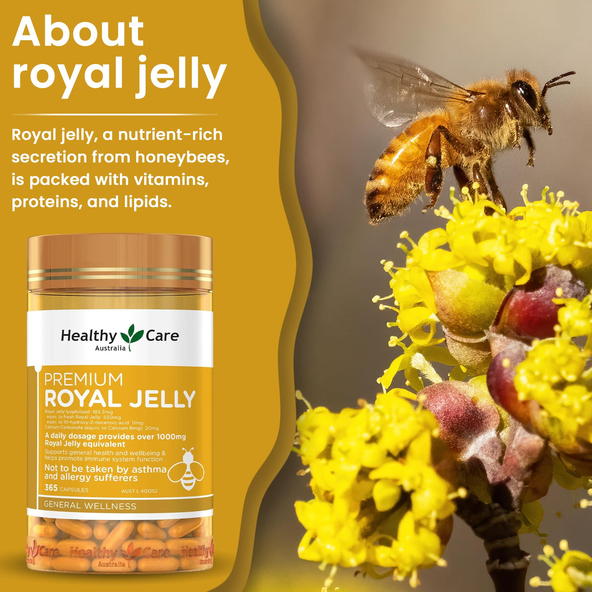 Healthy Care Royal Jelly 1000 - 365 Capsules - image 3