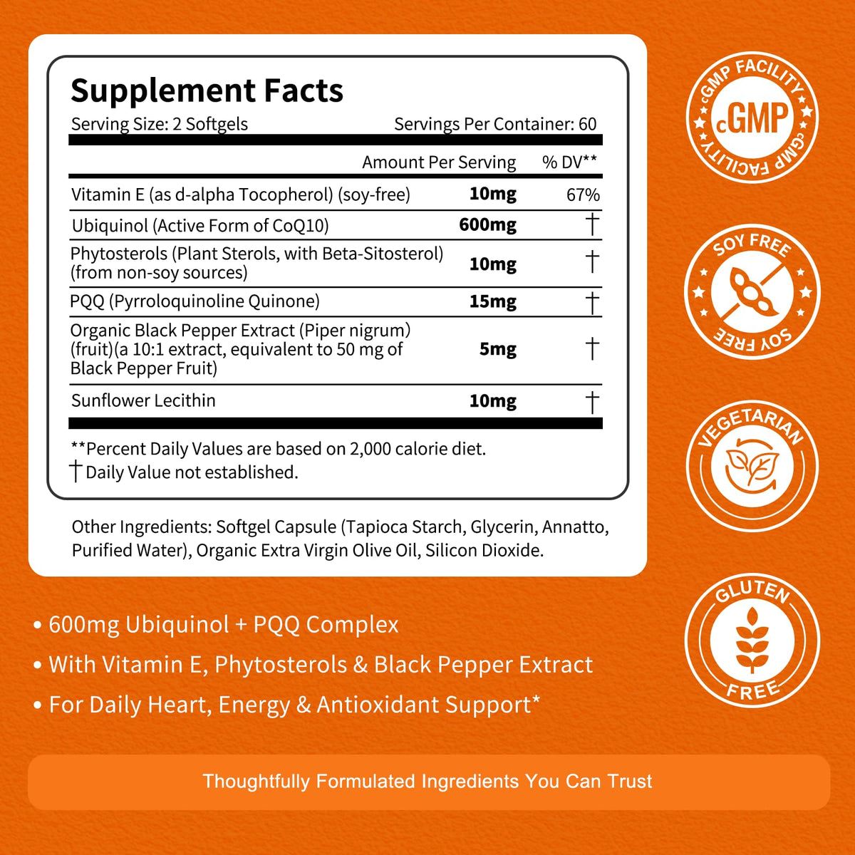 Vitarevive Ubiquinol CoQ10 600mg with PQQ - 120 Softgels - image 2