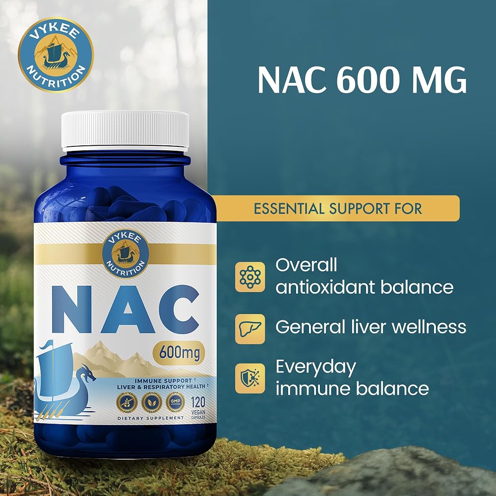 Vykee Nutrition NAC 600 mg Capsules - 120 Count - image 2