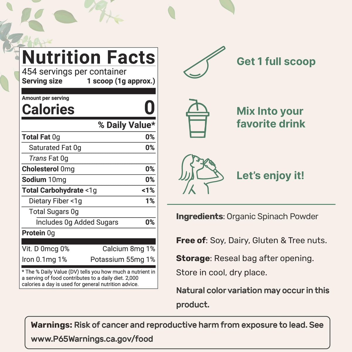 Micro Ingredients Organic Spinach Powder - 1 Pound - image 2