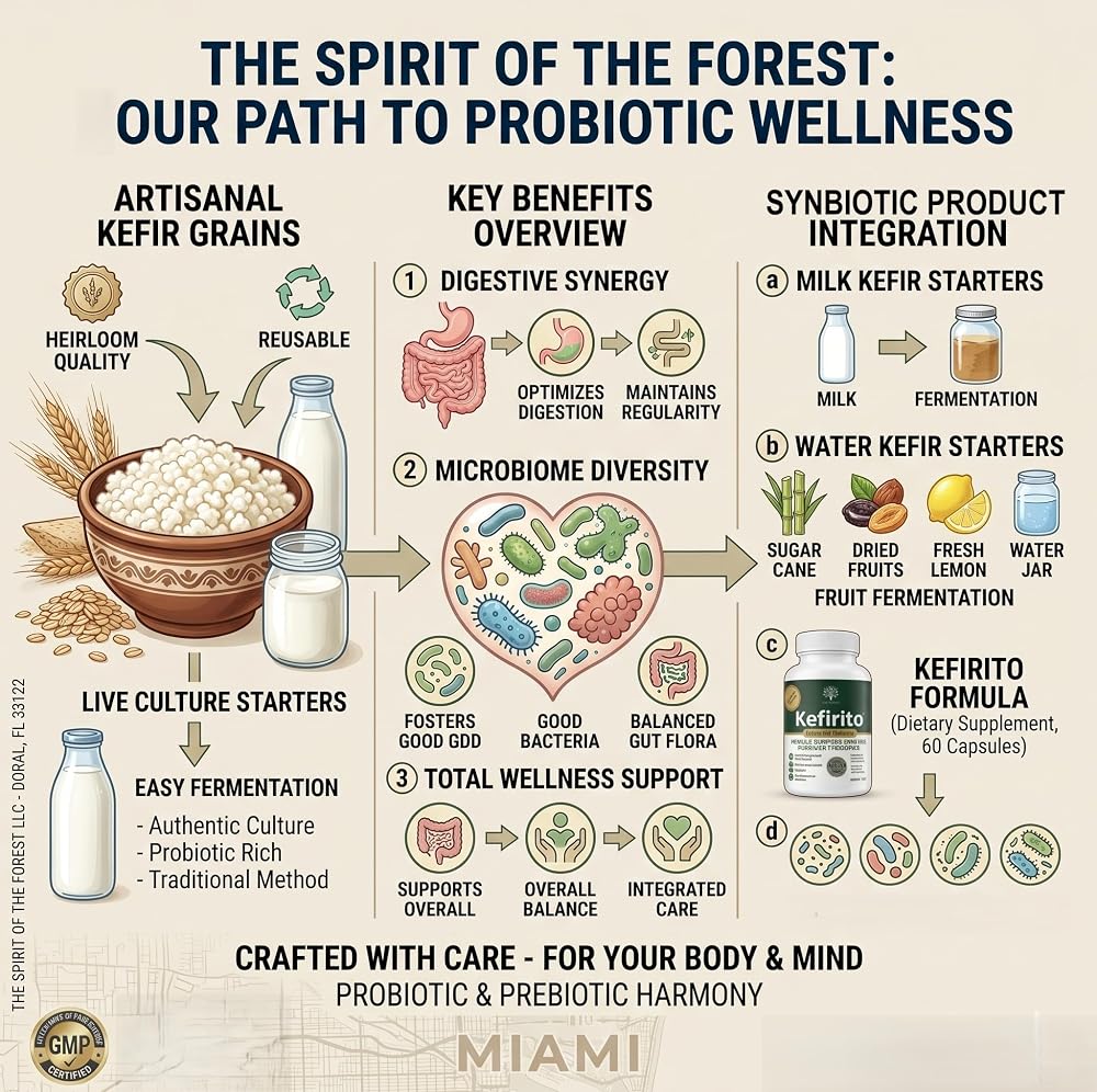 Spirit of The Forest Kefirito Daily Synbiotic Probiotic Prebiotic - 60 Capsules - image 7