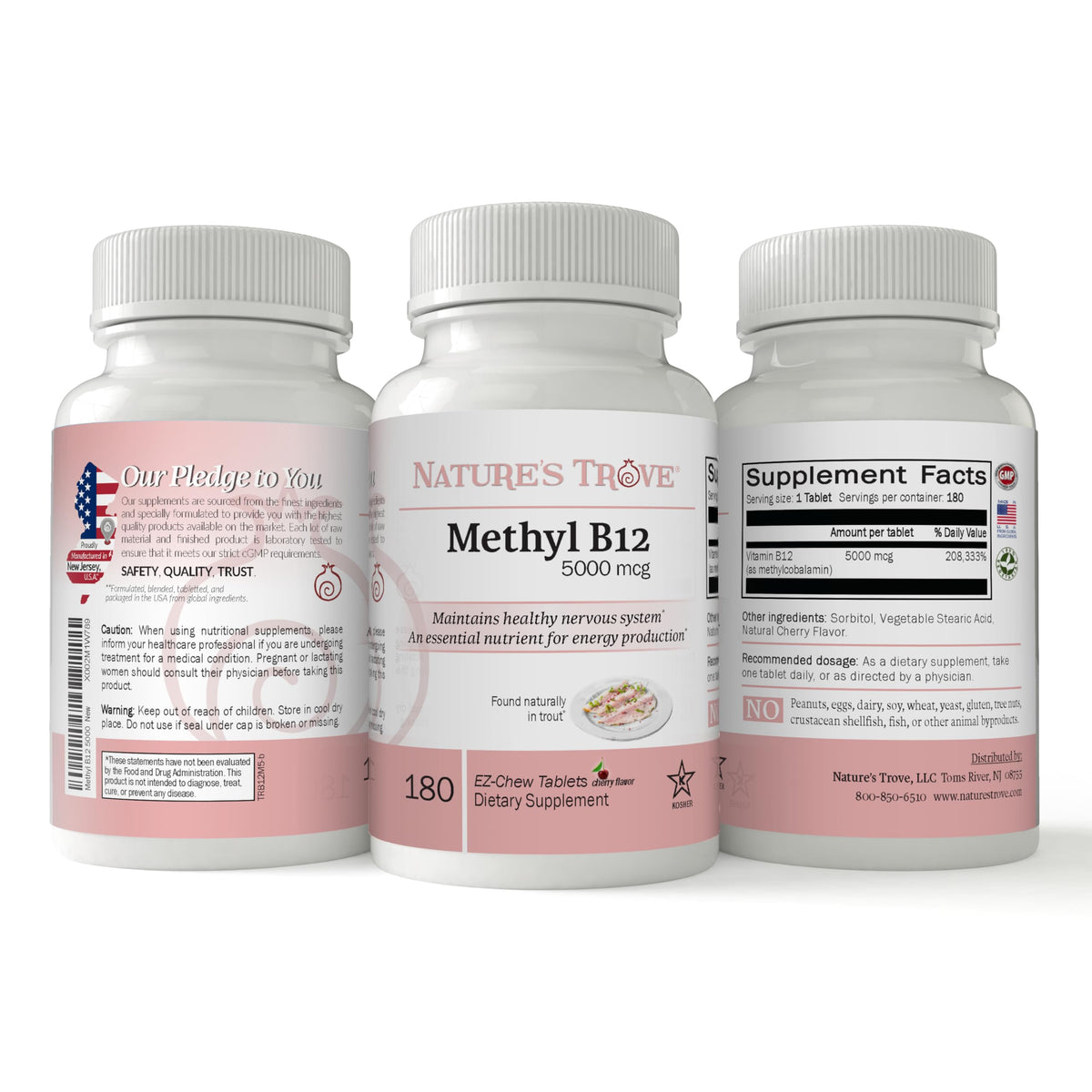 Nature's Trove Vitamin B12 Methylcobalamin 5000 mcg - 180 Chewables - image 3