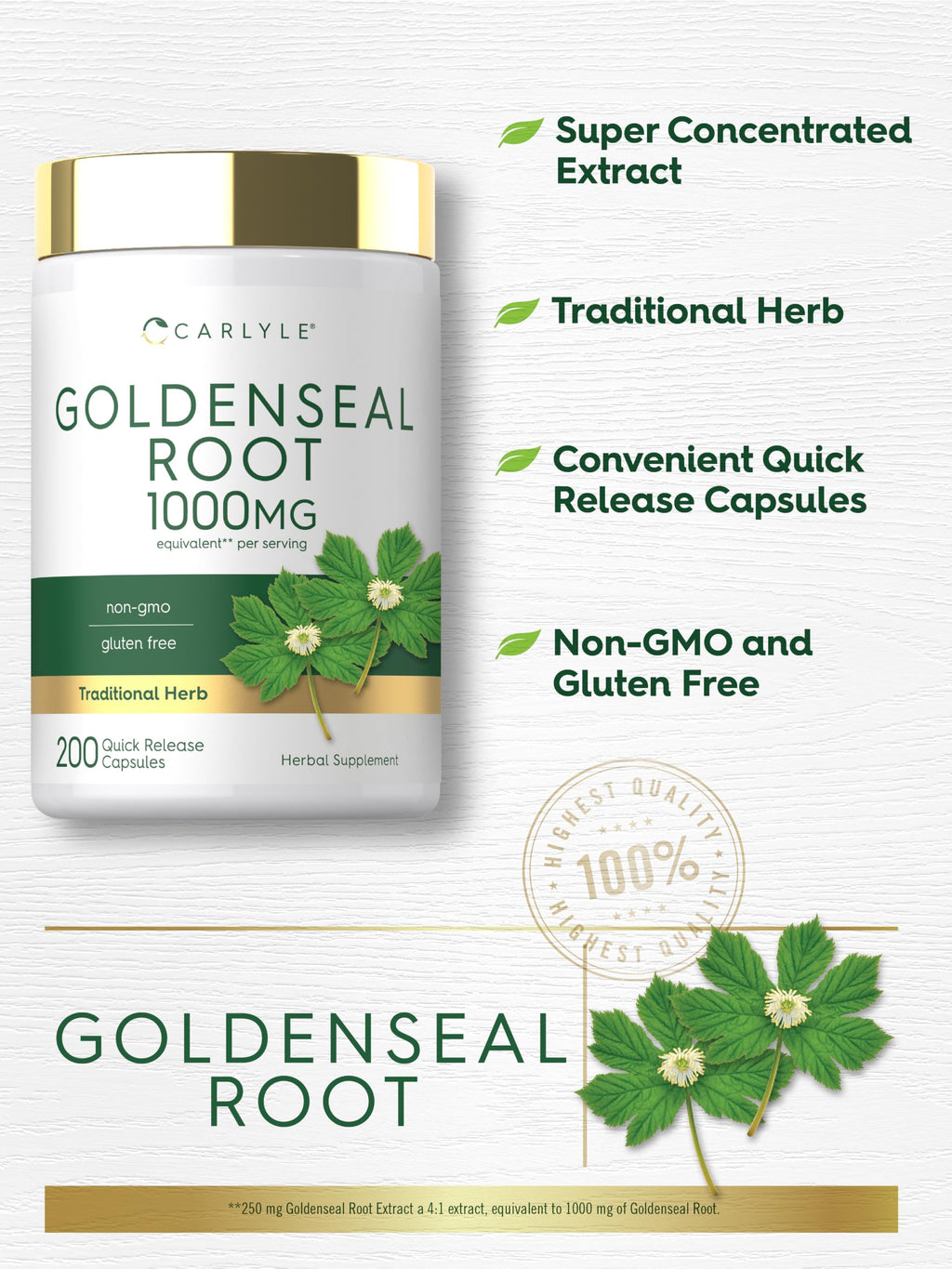 Carlyle Goldenseal Root Capsules - 200 Count - image 4