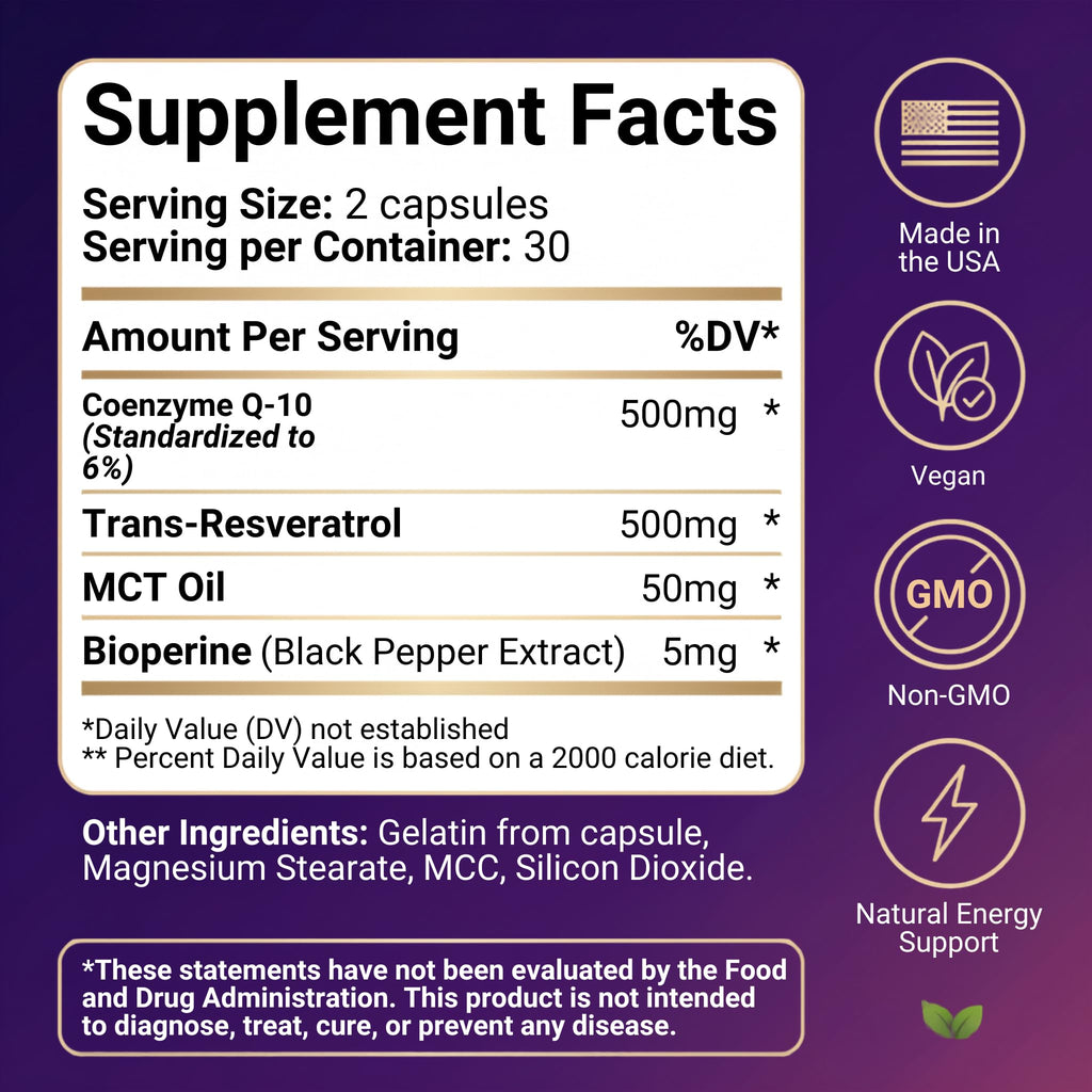 Sundhed Natural CoQ10 with Resveratrol Antioxidant - 60 Capsules - image 9