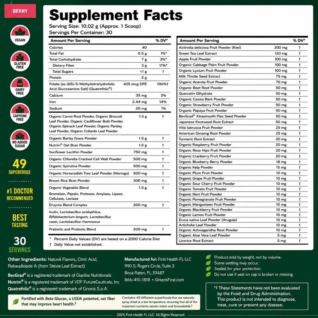 Greens First Original Greens Powder Berry - 30 Servings - image 2
