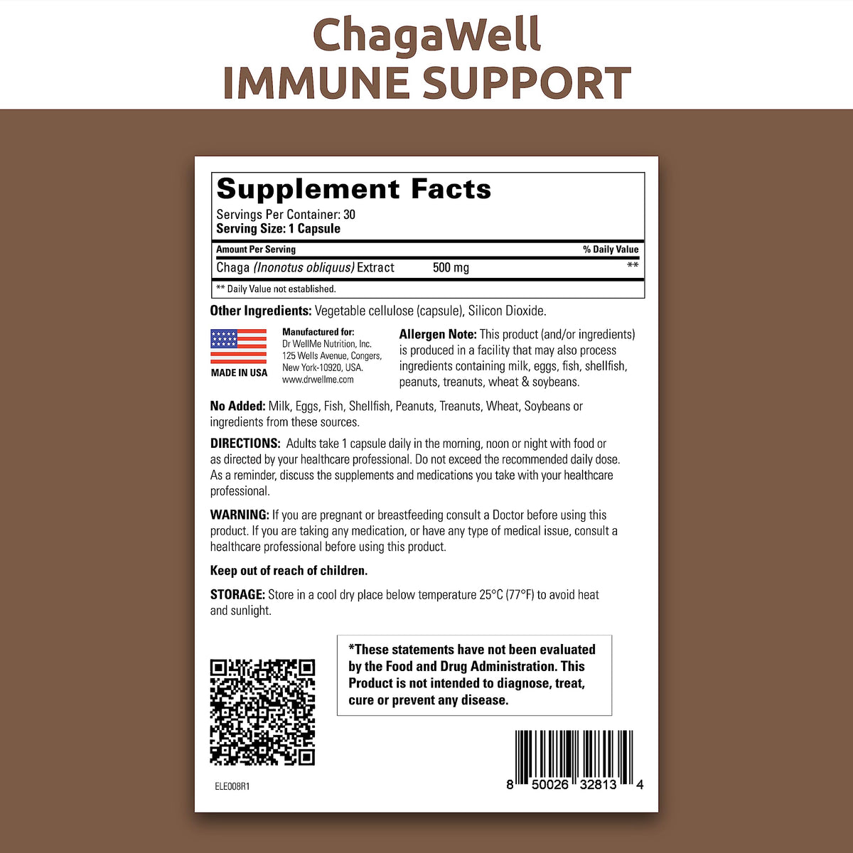 DR WELLME NUTRITION ChagaWell 500mg Chaga Mushroom - 30 Vegan Capsules - image 4