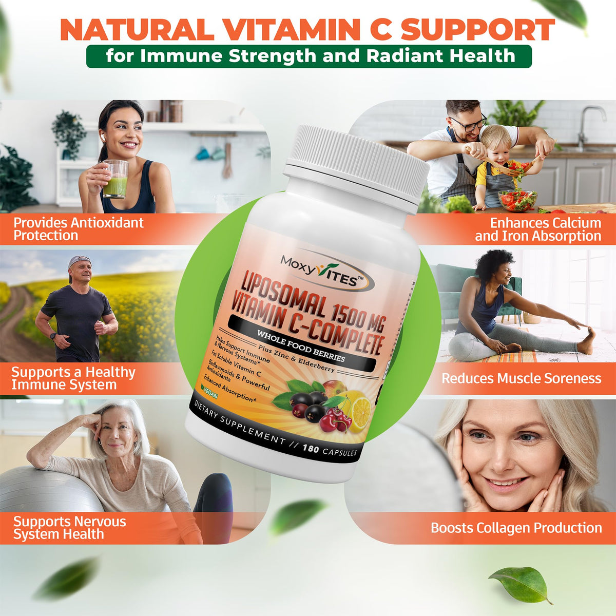 MoxyVites Liposomal Vitamin C with Zinc Immune Support - 180 Capsules - image 3