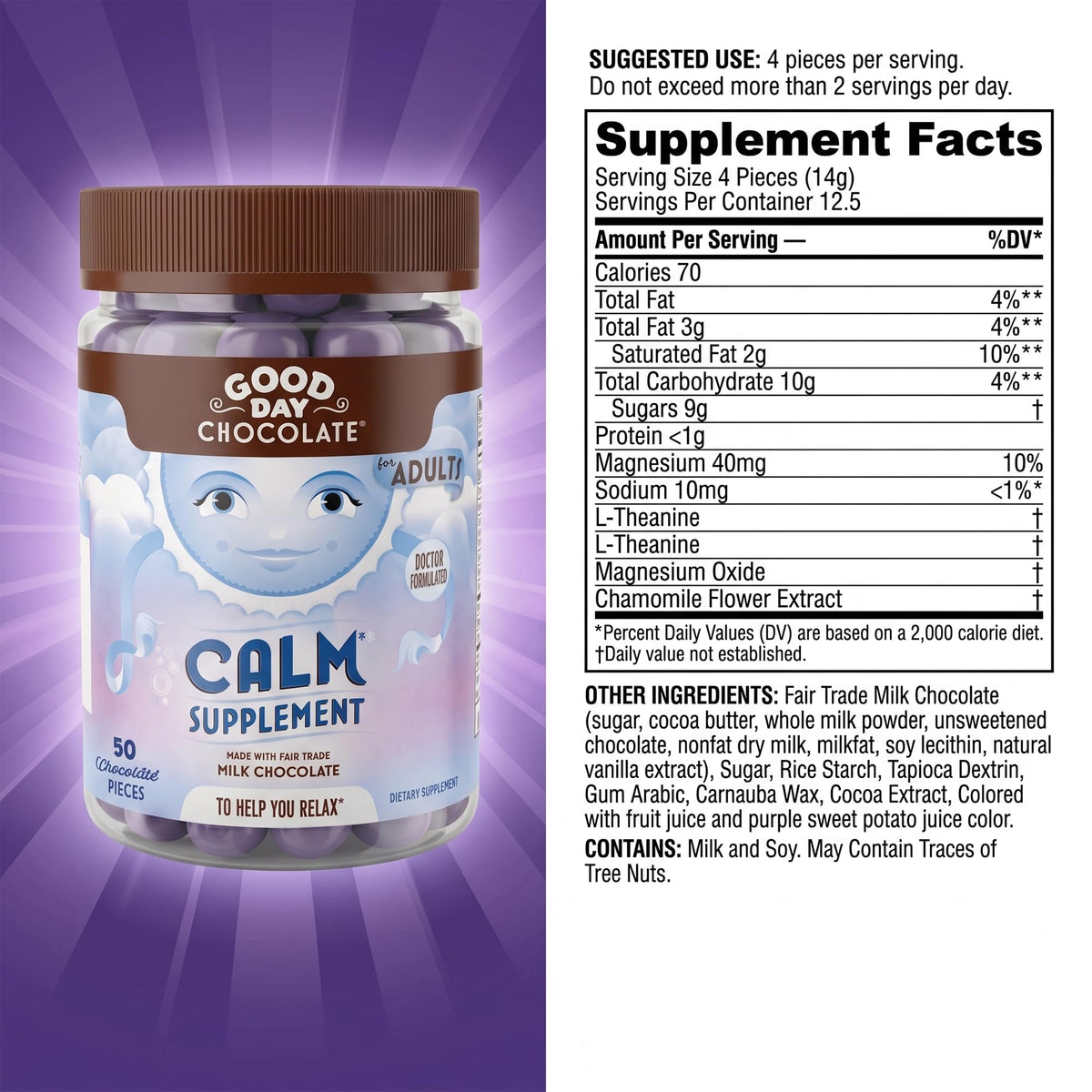 Good Day Chocolate Natural Calming Supplement for Adults