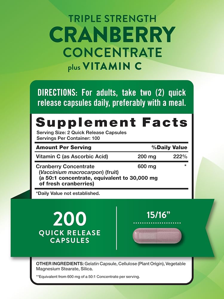 Nature's Truth Cranberry Concentrate Plus Vitamin C - 200 Capsules - image 2
