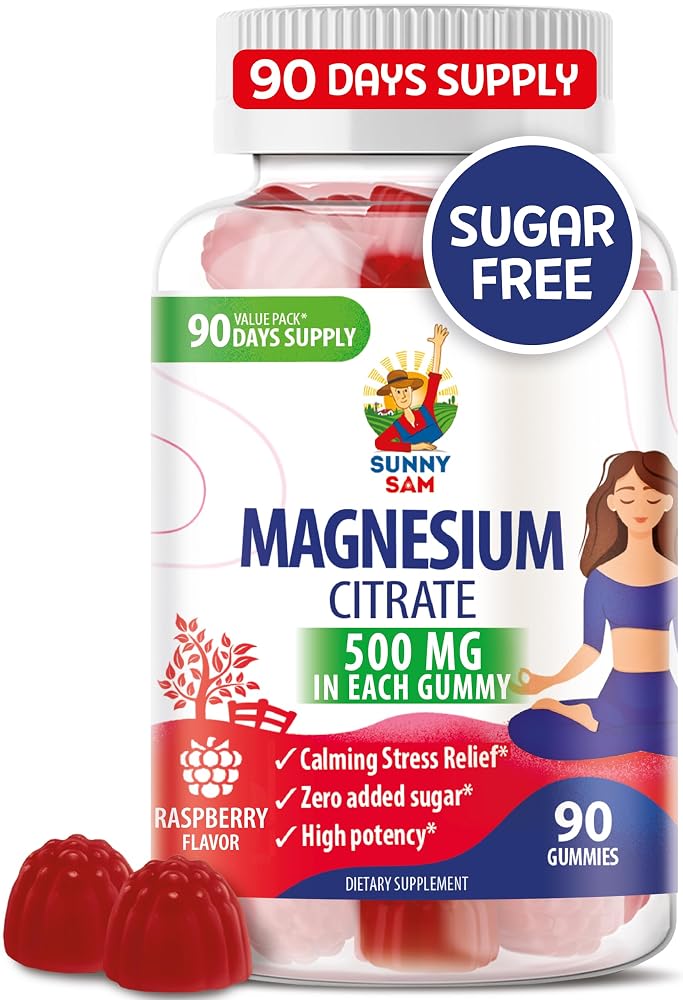 SUNNY SAM Magnesium Gummies for Kids & Adults - 500mg - Calm