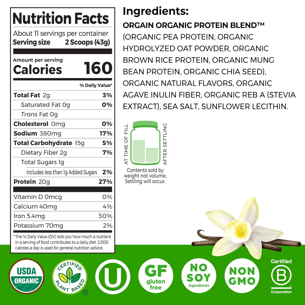 Orgain Organic Vegan Protein Powder + Oat Milk - 20g Plant Based