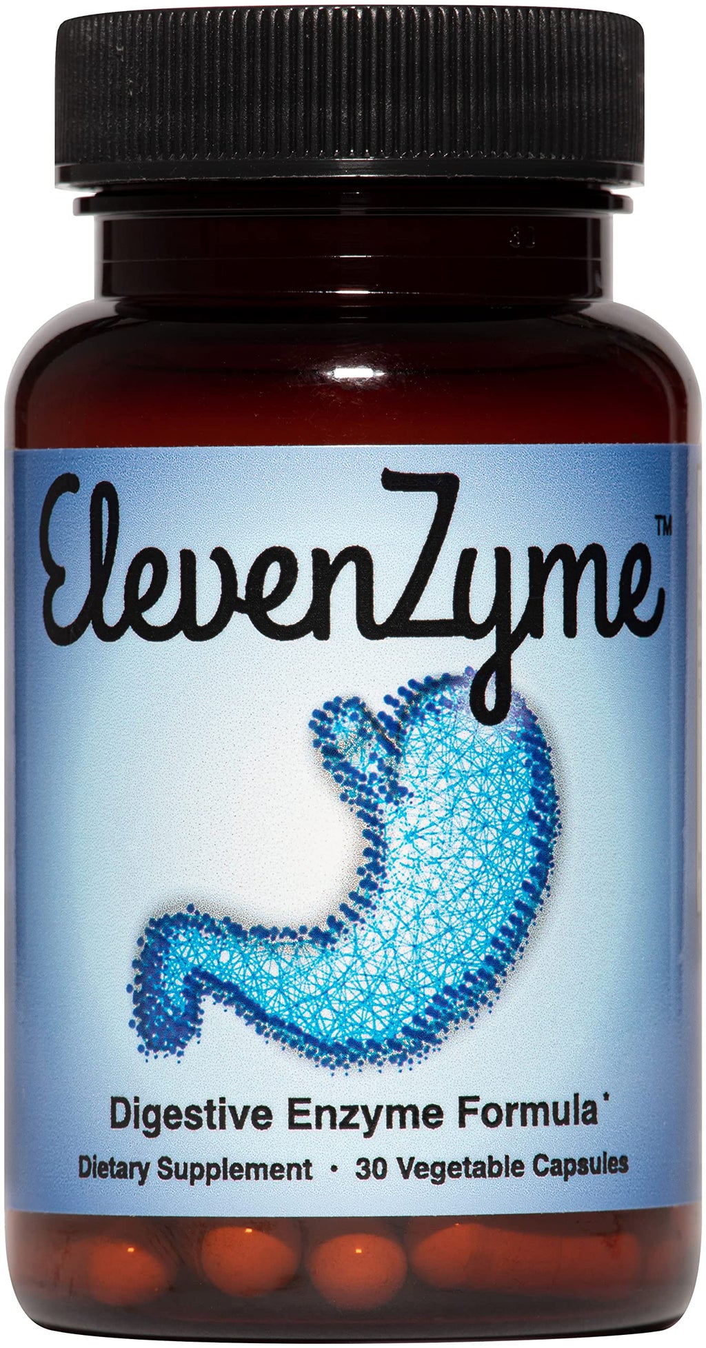 ElevenZyme Natural Digestive Enzyme Supplement - 30 Vegetarian Capsules