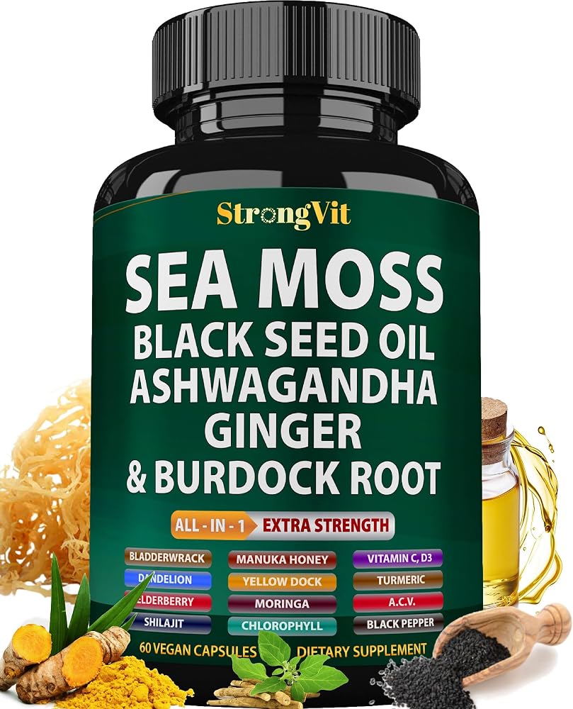StrongVit Sea Moss Black Seed Oil Ashwagandha Ginger