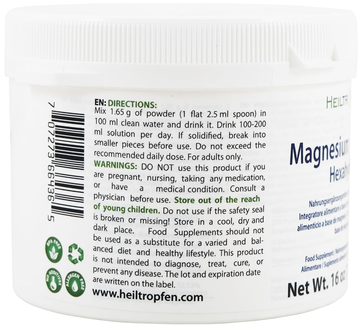 Heiltropfen Magnesium Chloride Hexahydrate Powder - 1 Pound - image 9