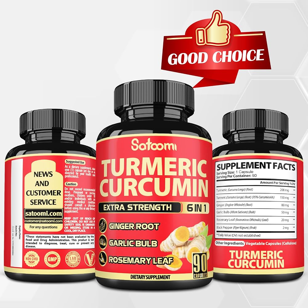 Satoomi Turmeric Curcumin Supplement with Ginger & Black Pepper - 90 Capsules - image 6