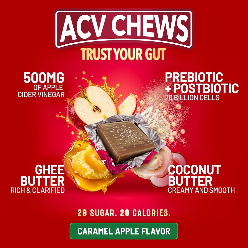 YouChews Apple Cider Vinegar Gummies with Prebiotics & Postbiotics - 60 Count - image 2