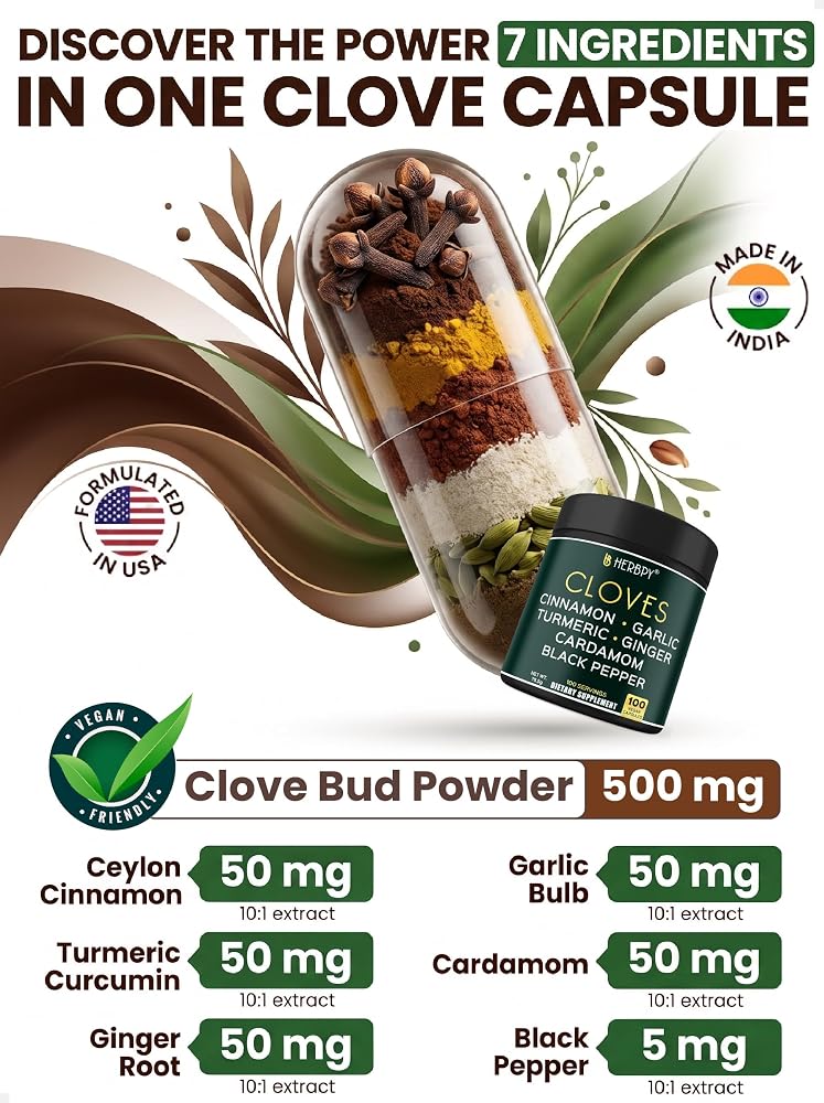 Herbpy 7in1 Clove Supplement 500mg - 100 Capsules - image 2