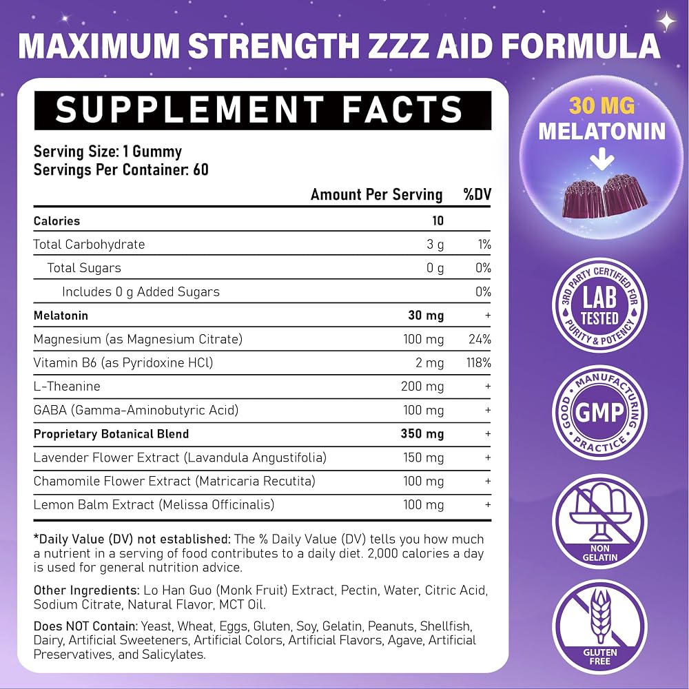 Veyttisy Melatonin 30mg Gummies for Adults - Sugar Free Melatonin